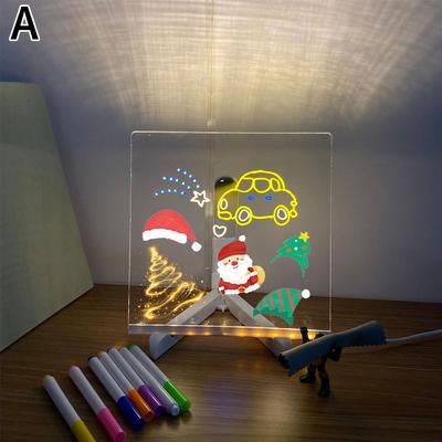 Light Up Acrylic Message Board Rewritable DIY Children's Glowing Drawing Board Message Lamp Marker Board For Office School Home