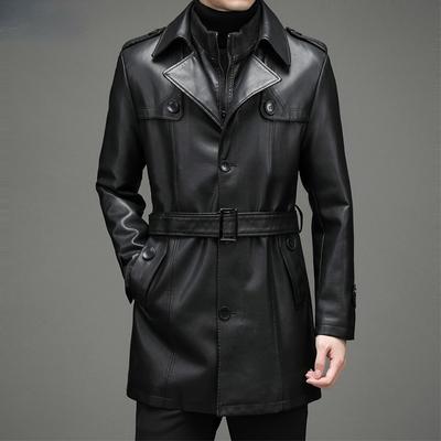 Chique lederen jas herenkleding Winter nieuwe dikke warme jas Casual groot formaat herengeul F