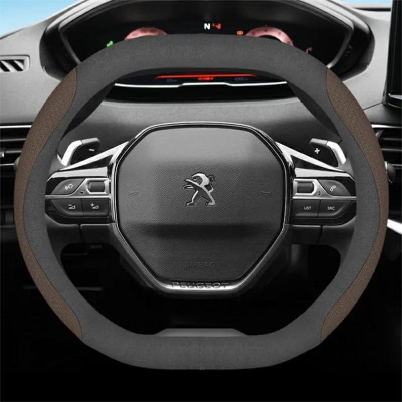 Leder Auto Lenkradabdeckung für Peugeot 3008 4008 5008 GT 2017 2018 - 2024 Atmungsaktiv Rutschfest Car-Styling Auto Zubehör