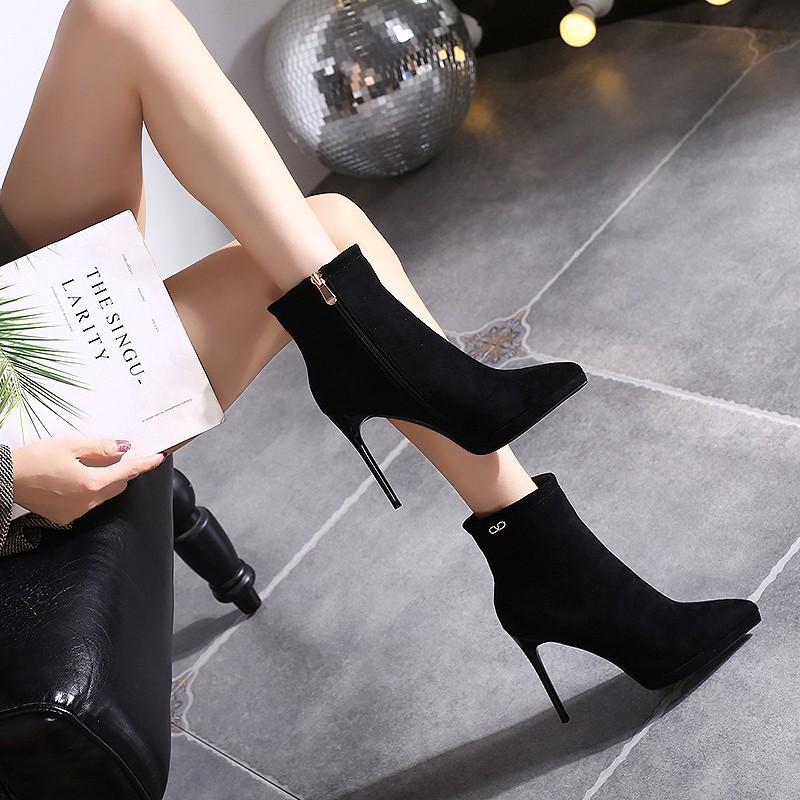 Thin Heel Short Boots Women's 2025 Autumn and Winter New Versatile Pointed Black Thin Boots Fashion Women's Boots Waterproof Table High Heels