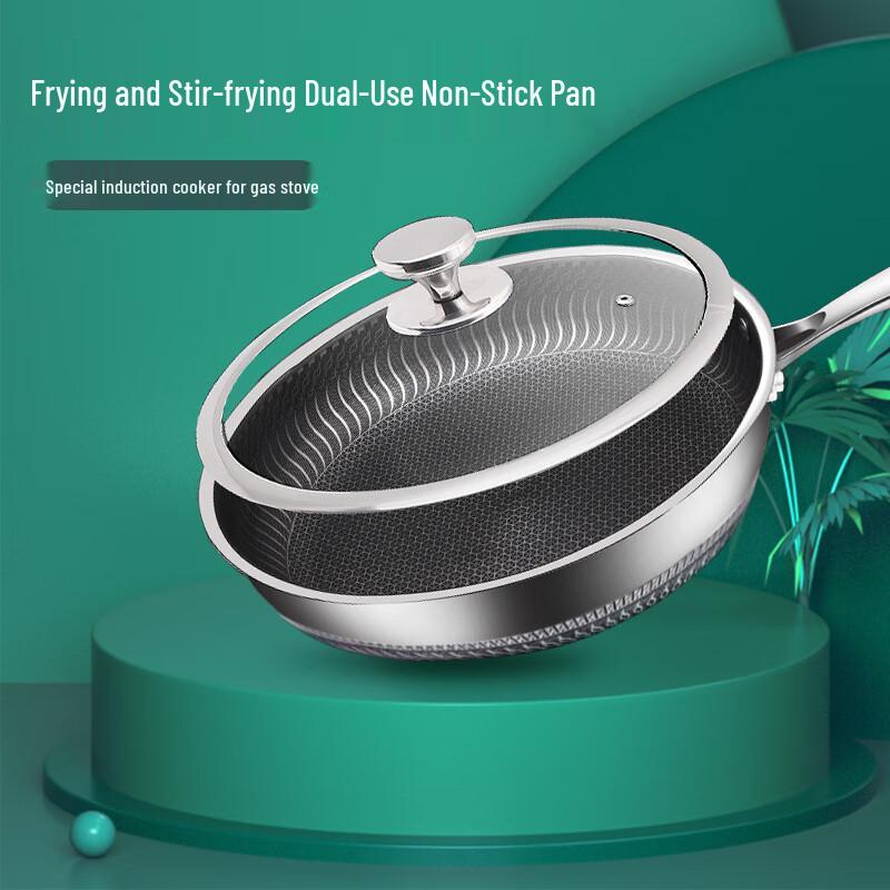 ZISIZ 316 Stainless Steel Non-stick Frying Pan with Lid