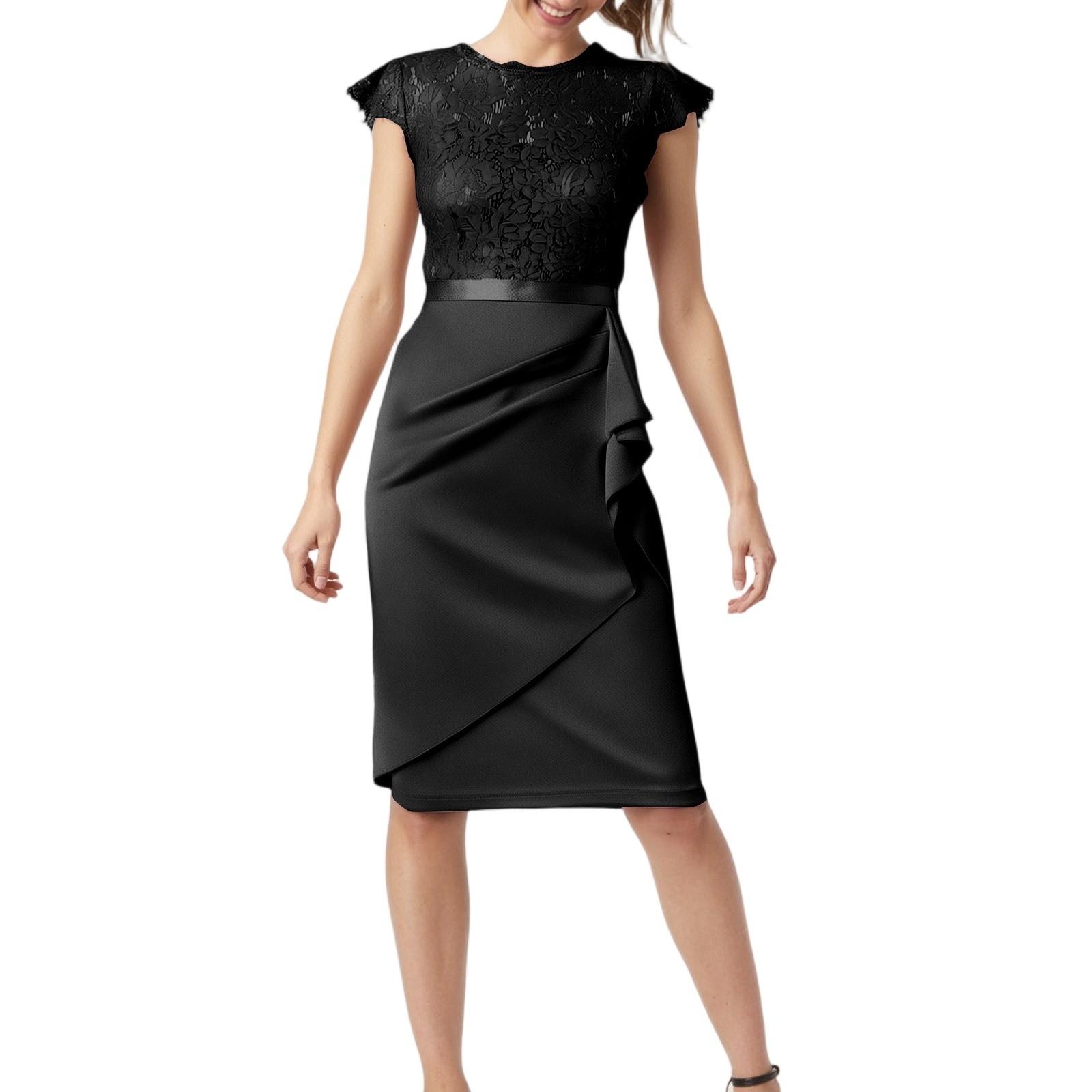 

Модное женское платье подружки невесты, юбка, маленькое платье, кружевное платье на бедрах S чёрный