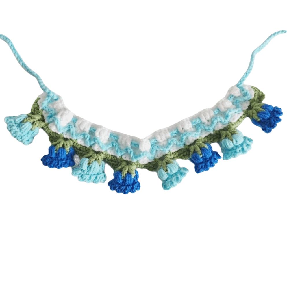 

Lace-up Crochet Pet Collar Patchwork Pet Drool Bib Neck Accessories Knitted Pet Collar For Dogs S
