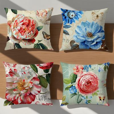 Retro Color Exquisite Flower ART Fashion Vintage Soft Comfort Pillowcase Sofa Nap Living Room Party Home Pet Decor Pillowcover