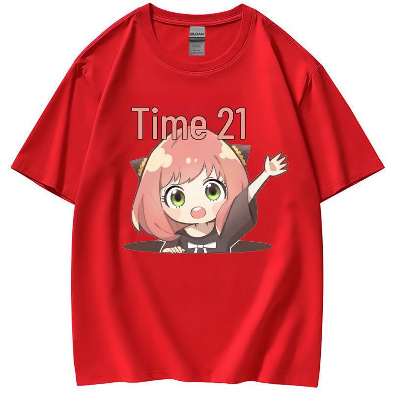 Cartoon Spy Family T-Shirt Trendy Short-Sleeve Summer Tee for Men Women XS красный 1465₽