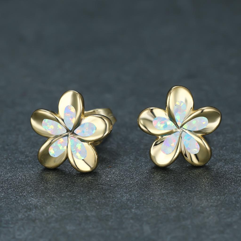 Fresh Sweet Three Dimensional Five Petal Flower Earrings Fashionable