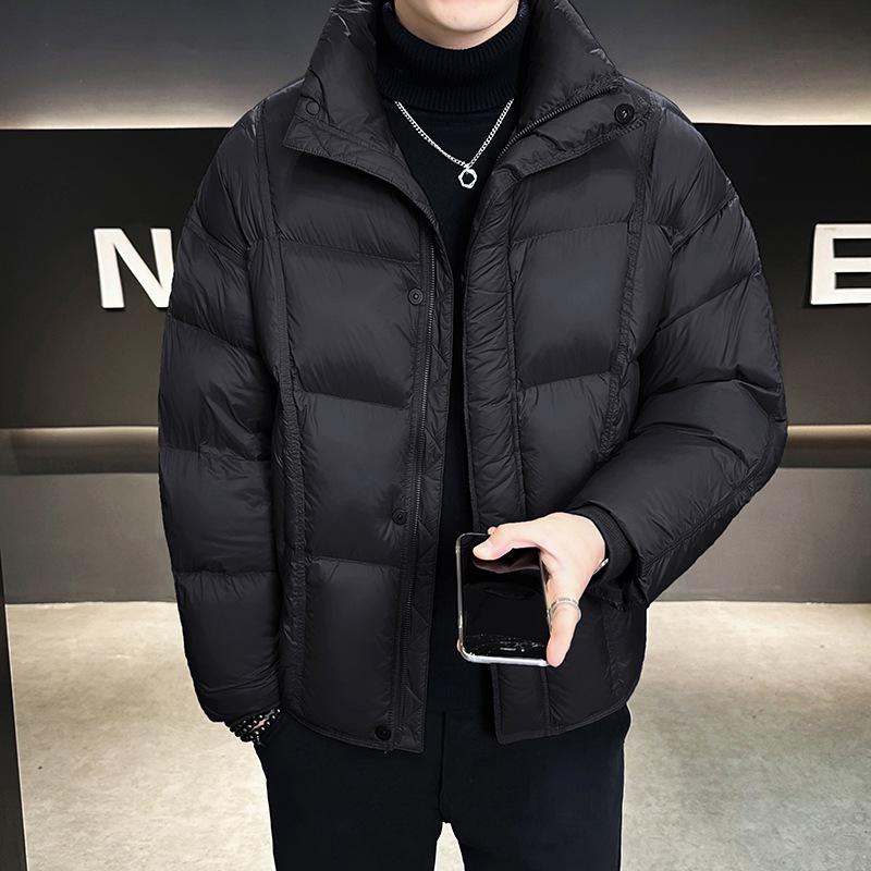 

Мужской пуховик премиум-класса со стойкой - Мягкий, удобный, теплый, толстый зимний пуховик XL чёрный