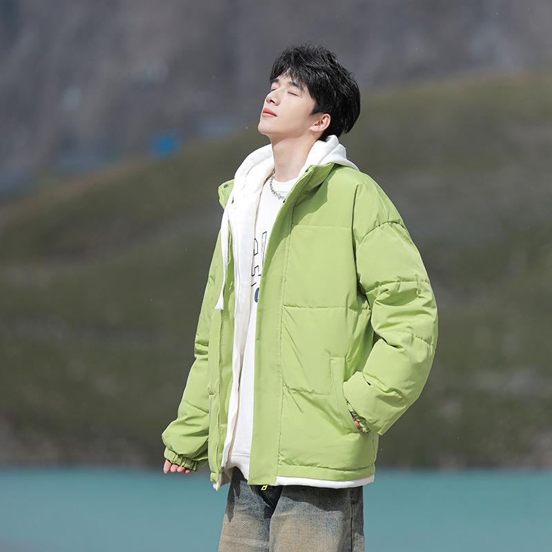 Padded Clothes Men's Winter Thick Contrasting Color Bread Clothes Jacket Student Tide Loose Couple Hooded Cotton Clothes
