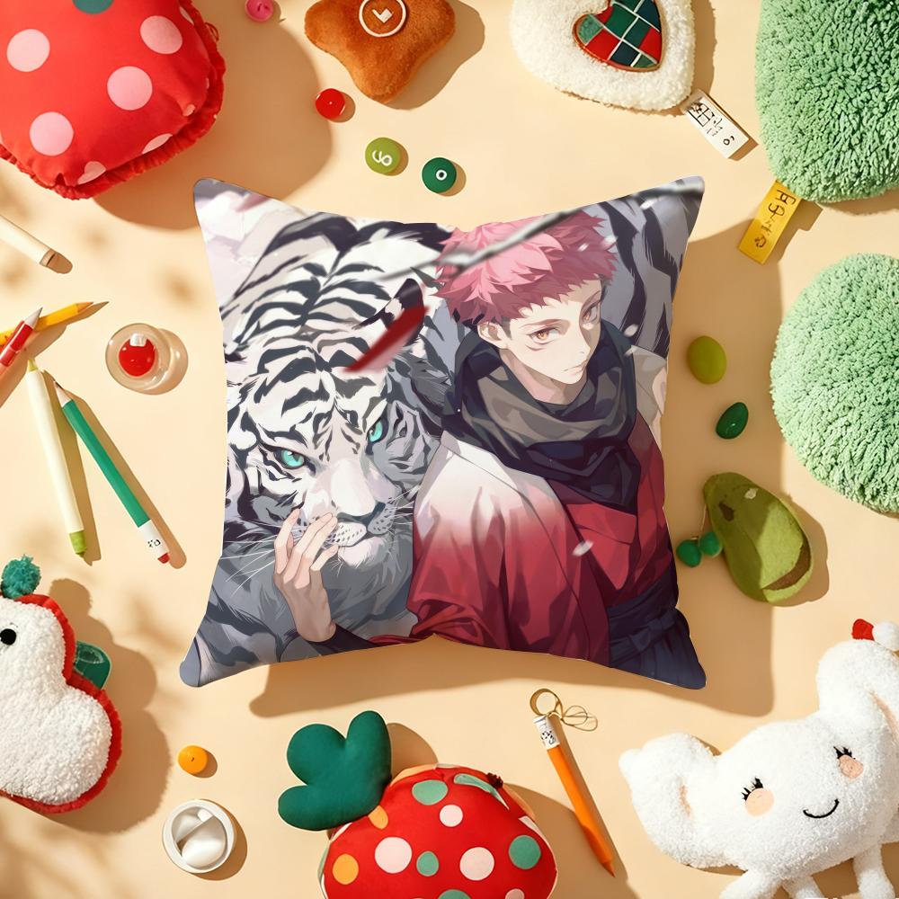 JJujutsu Kaisen Ryomen SukunaS Cushion Cover Plush Fabric Soft DoubleSided Printed Sofa Warm Winter Home Gift Pillow Cover