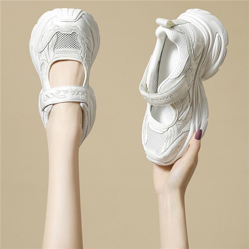 Mesh breathable shoes women's summer non-slip not tired feet show legs long dad shoes versatile platform casual shoes