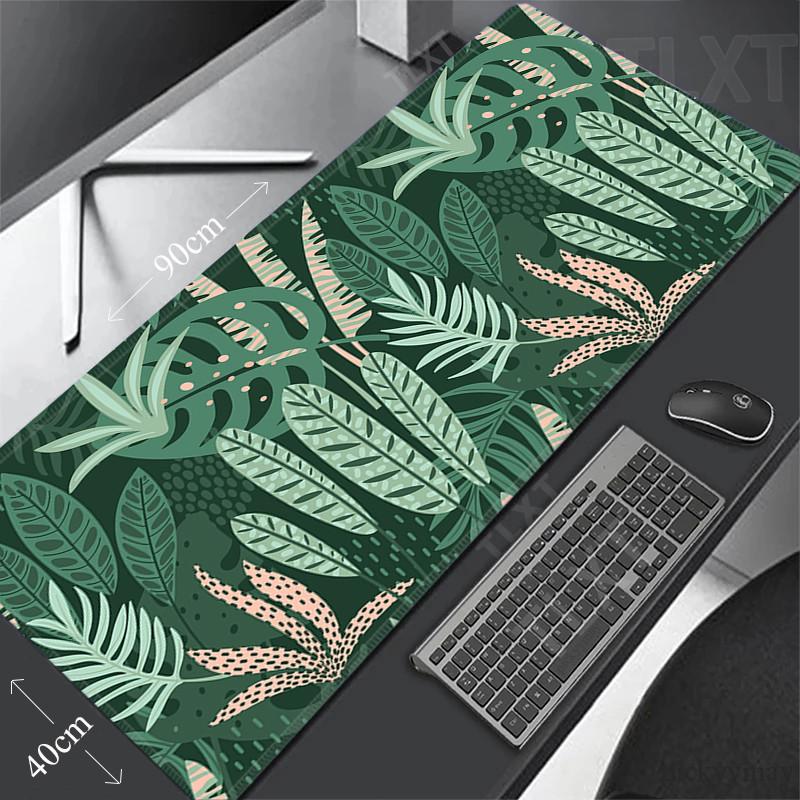 Tropical Plants Large Mouse Pad Green Leaves Gaming Mousepad Big Keyboard Rug Mouse Mats Rubber Desk Mat XXL Mousepads