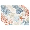 Nautical Coastal Placemats,12x18''Ocean Themed Starfish Coral Beach Kitchen Dining Table Mats Washable Place Mats for Home Decor