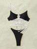Tanga cu Decupaje și Legături Joase Set Bikini Sexy din Două Piese Elegant Pentru Vacanță
