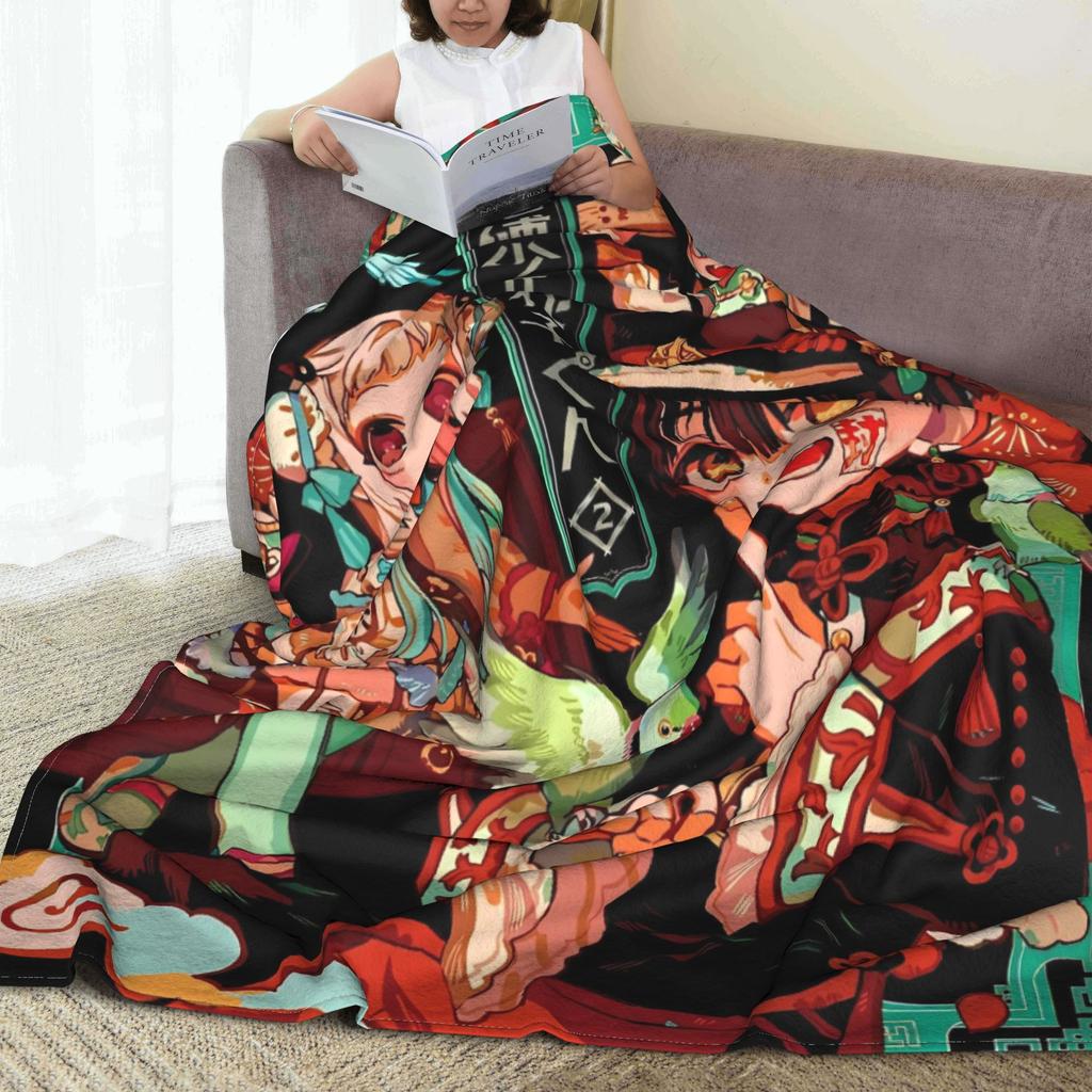 Kawaii Hanako Kun Japanese Blanket Travel Office Flannel Throw Blanket For Home Decor Warm Soft Quality Bedspread Gift Idea