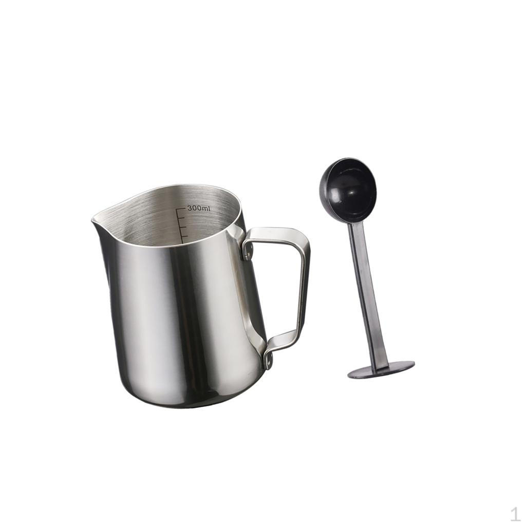 350ml Stainless Steel Coffee Frothing Milk Scale Jug With Scoop