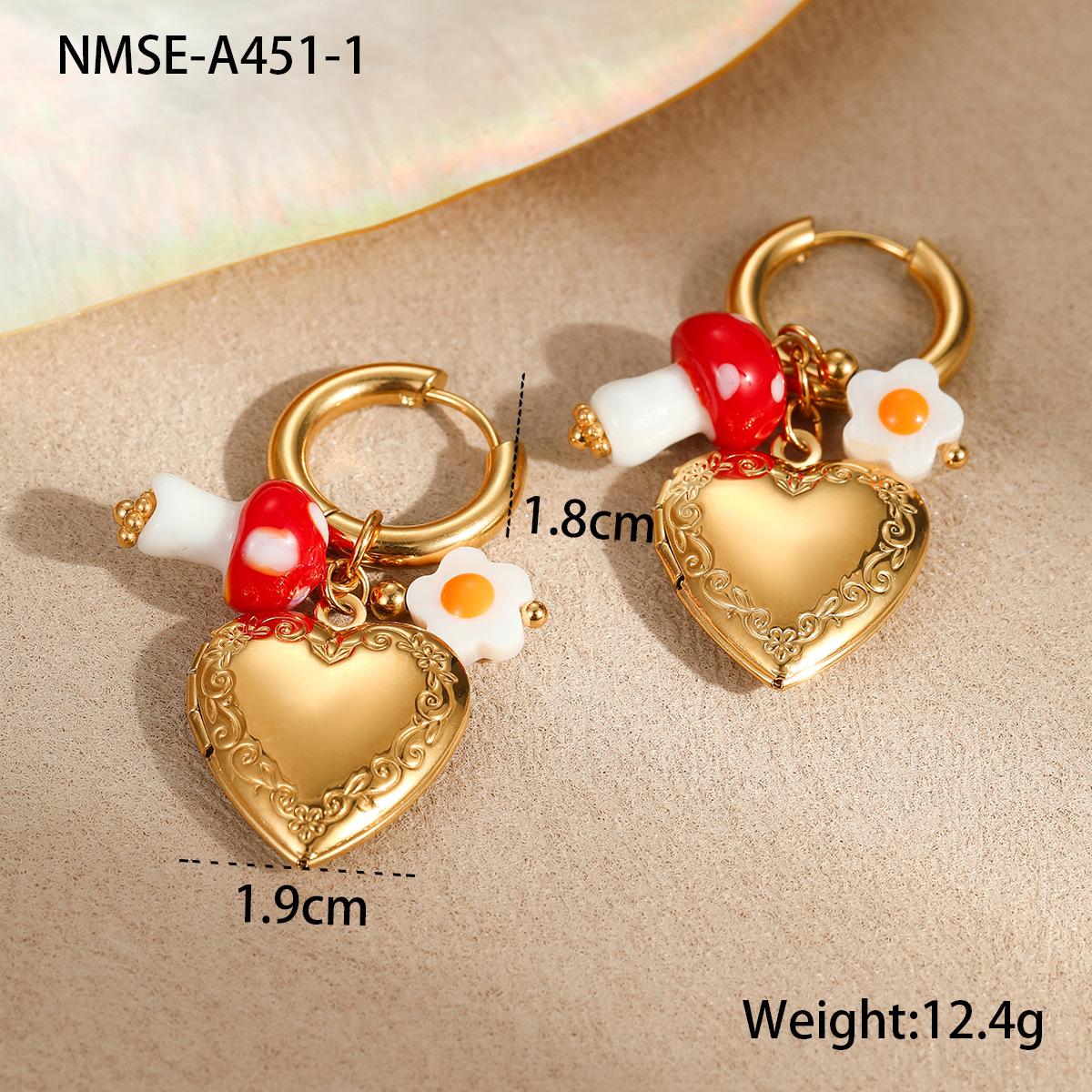 GEMCHIC Women s Gold Heart Mushroom Dangle Hoop Earrings Cute Enamel Drop Jewelry for Fashion & Party 18K