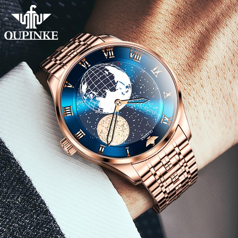 OUPINKE Brand Men's Watch Fully Automatic Mechanical Watch Steel Belt Waterproof Business 3230