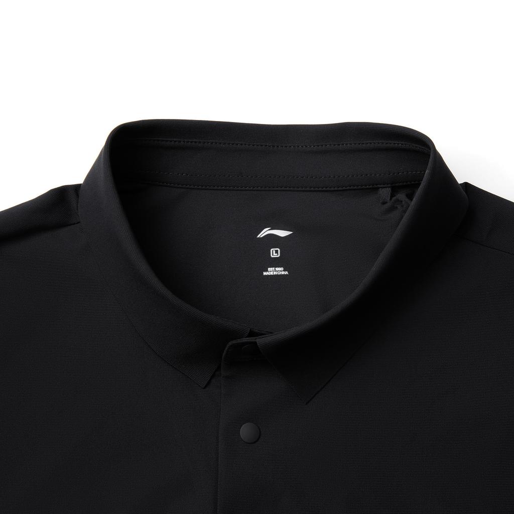 Li-Ning Breathable Solid Color Logo Short Sleeve Polo Shirt Men tops Black APLV039-2