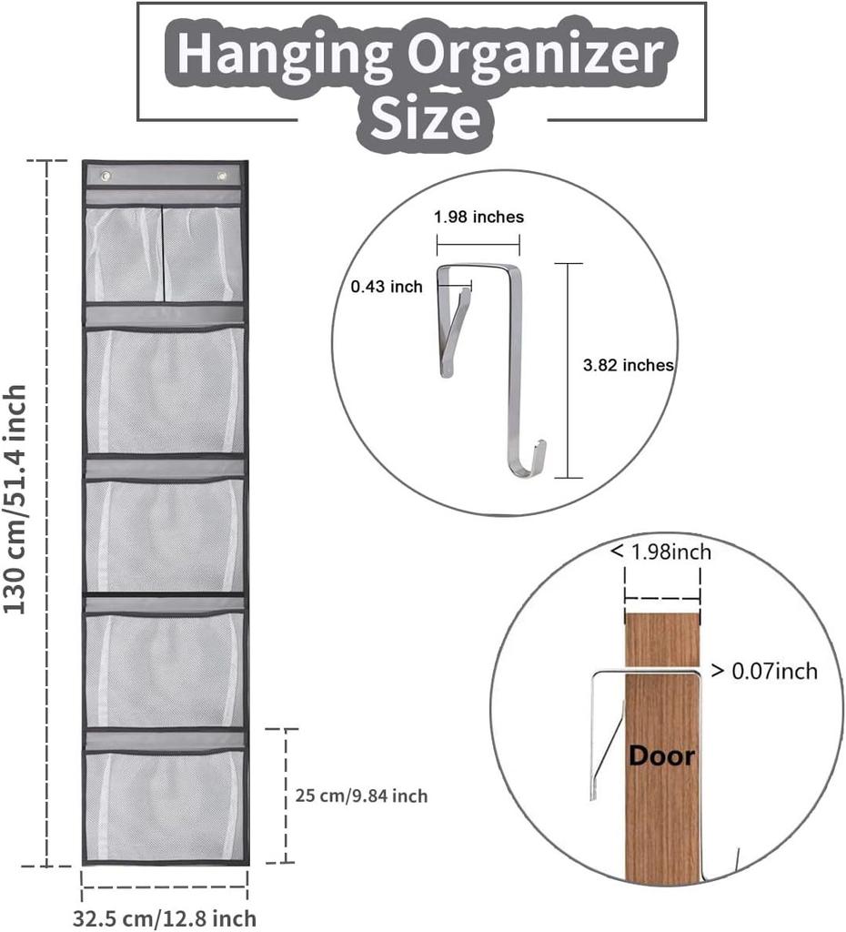 5/10 Grids Over The Door Storage Organizer Bag,Multi-layer Hanging Bags with Hook for Kids Toys Sundries,Fabric Closet Organiser