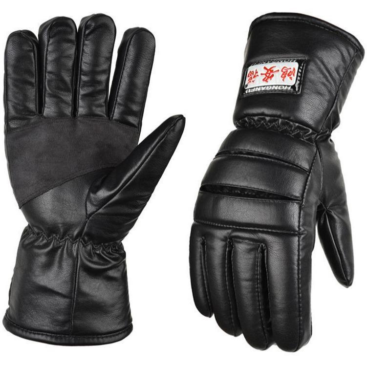 Warm Gloves In Autumn and Winter Thickened PU Outdoor Riding Gloves for Men Riding Motorcycles and Laughing Big Cotton Gloves