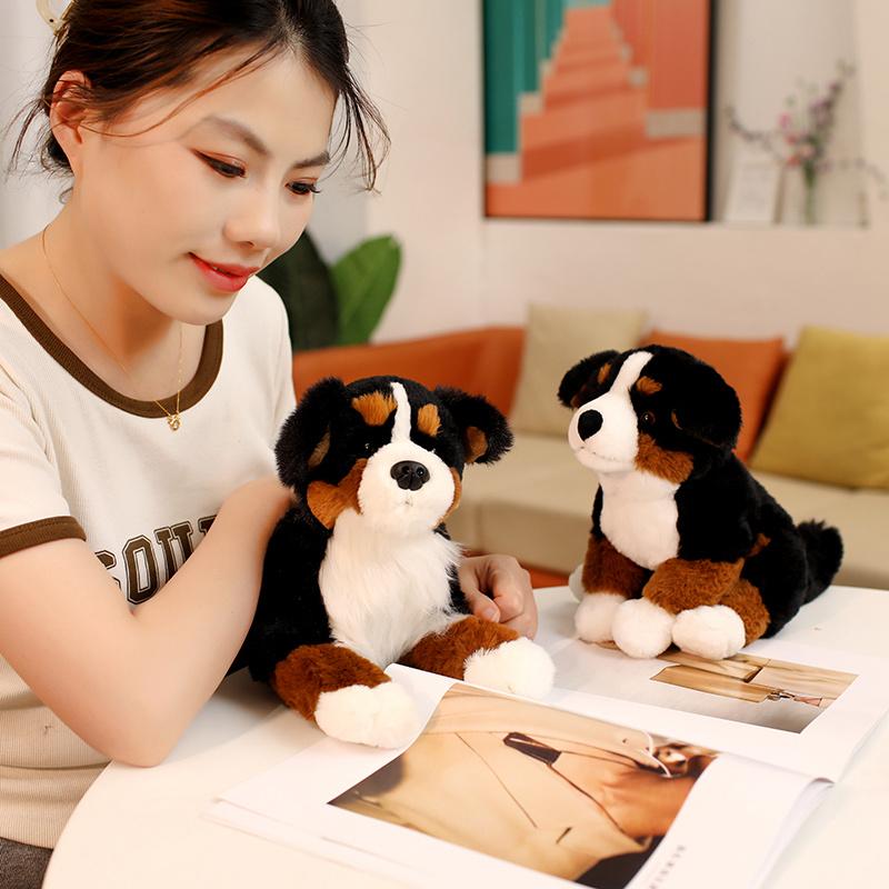 Like Real Bernese Mountain Dog Plush Toy Stuffed Animals Soft Cute Puppy Pet Doll Children Kids Girls Lovely Gift Room Decor