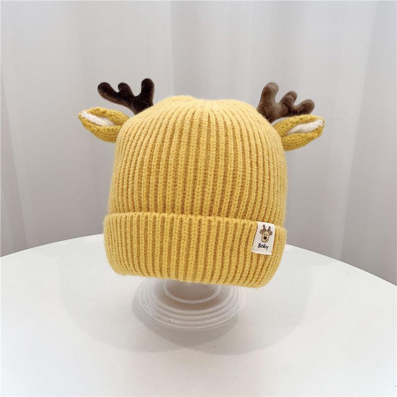 Kids Christmas Cap Cute Elk Ear Baby Beanies Cartoon Antlers Toddler Crochet Bonnet 1-4 Year Children Winter Warm Woolen Knit Hat