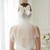 White Bow Bridal Veil, Bride Veils Hair Decorations for Women Wedding Bridal Shower Bachelorette Party