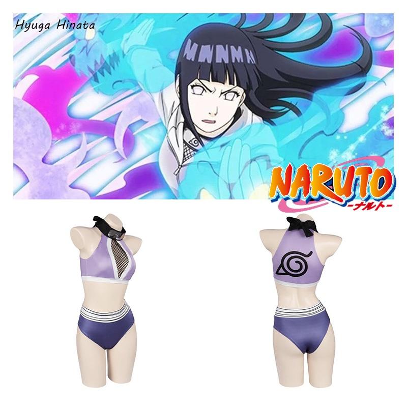 Hyuga Hinata Inspired Naruto Swimsuit Cosplay Costume With Purple Polyester Fabric