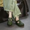 Johnature Genuine Leather Retro Woven Hollowed Out Height Increasing Sandals Comfortable Women's Shoes