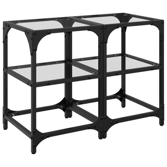 VidaXL Coffee Tables with Transparent Glass Tops 2 Pcs Steel, Side Table, Living Room Table, Tea Table, End Table 845999