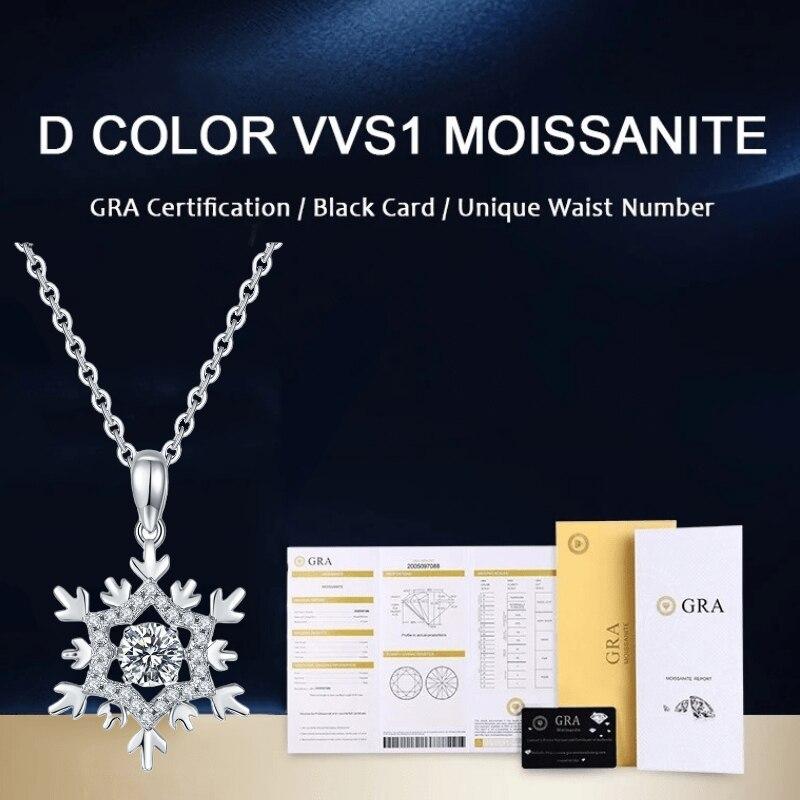 0.5 Carat D Color VVS1 Moissanite Snowflake Shape Pendant 925 Sterling Silver O-chain Necklace Trendy Jewelry for Women