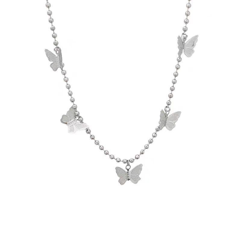 Lucky Butterfly Necklace: Elegant & Trendy 2025 Women's Clavicle Chain in Light Luxury Style