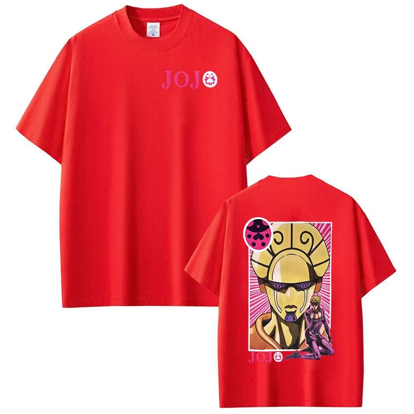 Anime JoJo Bizarre Adventure Giorno Giovanna T Shirts Mens Cotton Tee Shirt Fashion Hip Hop Short Sleeve Tshirts Streetwear