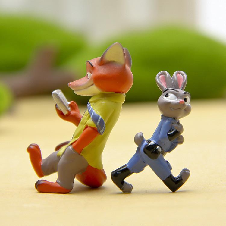 Nick Zootopia Judy Cartoon Rabbit Fox Mini Model Ornament For Landscape Decor
