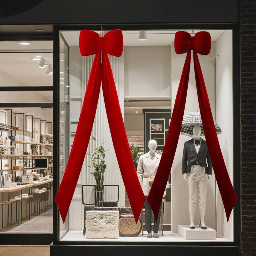 150cm Christmas Bow Decorations, Christmas Window Decorations, Velvet Bow Ornaments