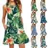 Robe de plage tendance pour femme, sans manches, col rond, imprimé floral