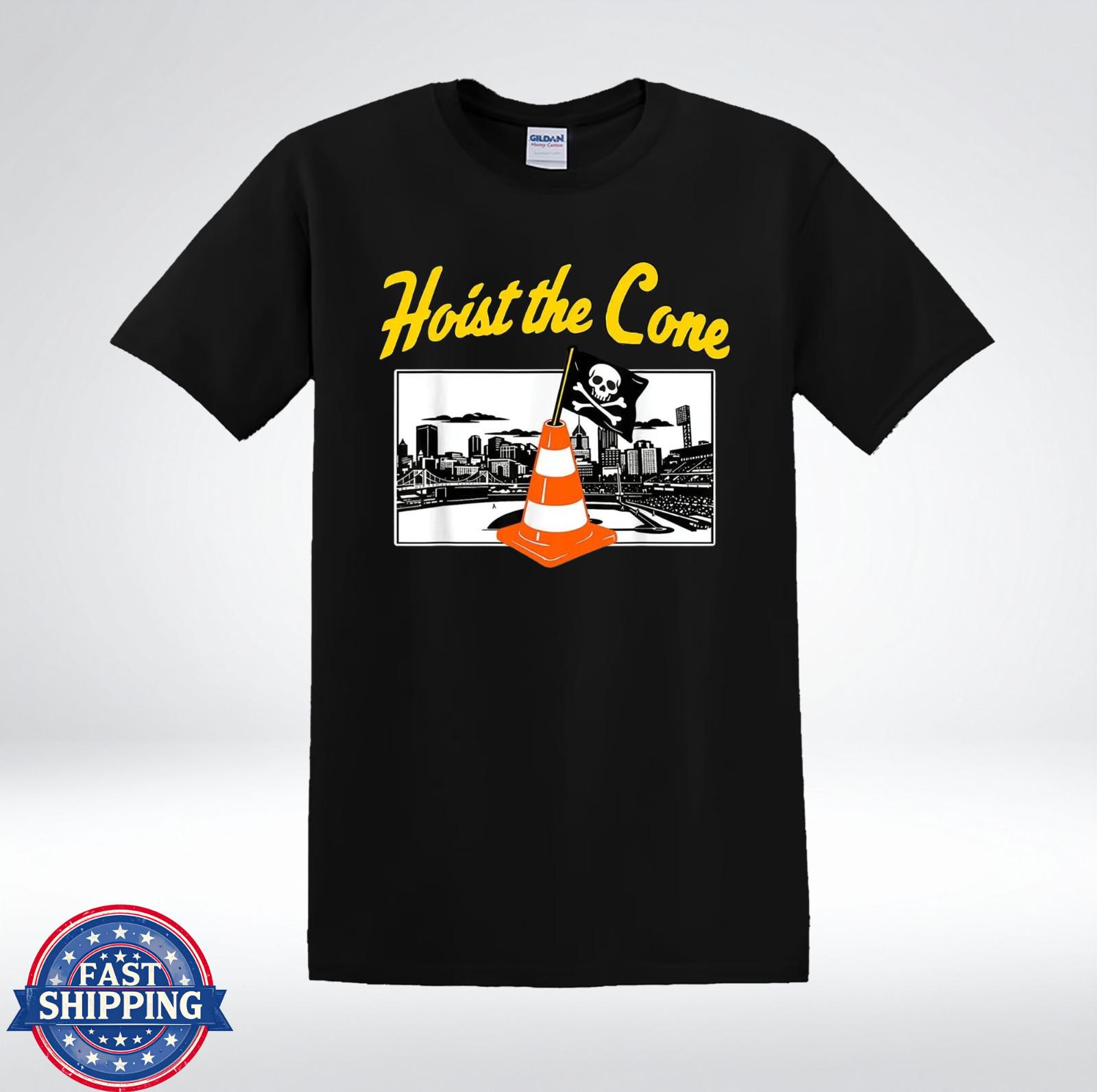 Hoist The Cone Shirt Funny Traffic Cone Pirate Skull Flag Graphic T-Shirt S