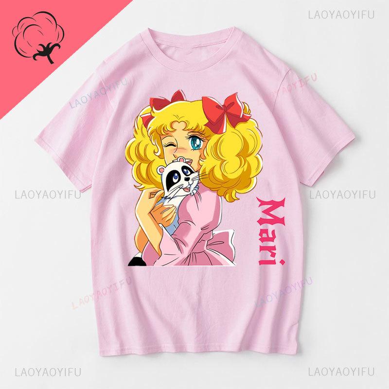 

Candy Candy Camisetas Hight Quality Cotton Kawaii Graphic T Shirts Streetwear Fashion Aesthetic Cartoon Shoujo Girl Style Tees 3XL