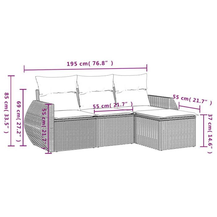 VidaXL Garden Lounge Set with Cushions 4 Pcs, Patio Sofas, Patio Furniture Set, Outdoor Furniture, Brown 3221272