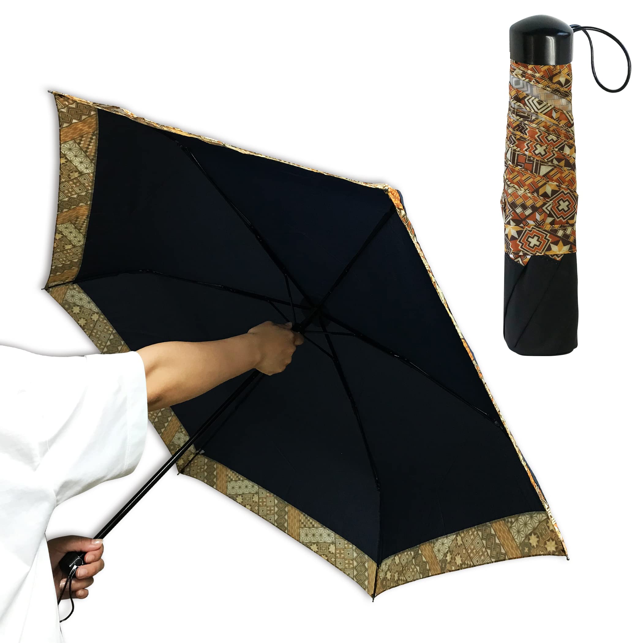 

Folding Parquet Pattern Traditional Portable Japanese Modern Umbrella, Craftsmanship, Parasol, Waterproof, Water-Repellent, Umbrella, Fiberglass, чёрный