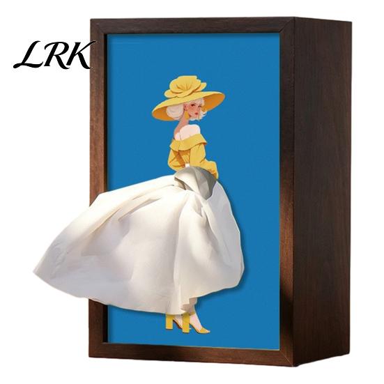 Elegant Tissue Box for Home Walnut Wood Box, with Artistic Ballet Dancer Skirt Design, Design Multipurpose Paper Towel Holder Decor Entryway