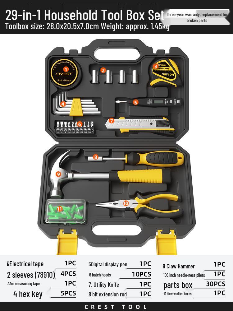 Complete Household Tool Set: Wrenches, Screwdrivers, Pliers, and More