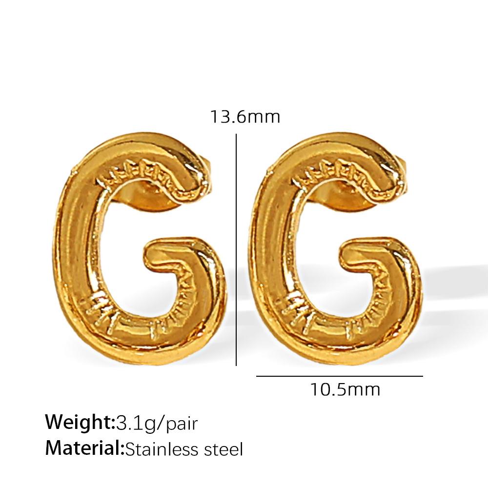 Gold Edelstahl Blase 26 Buchstaben Ohrstecker Einfache Dicke Ohrstecker
