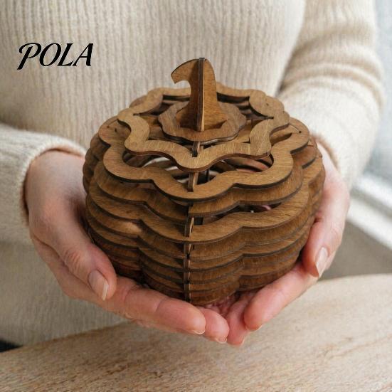 Sustainable Log Pumpkin Decor Candle Holder, Wooden Tealight Hollowed Out Indoor Autumn Window Decoration Wood Candlestick for Halloween Home, Dining