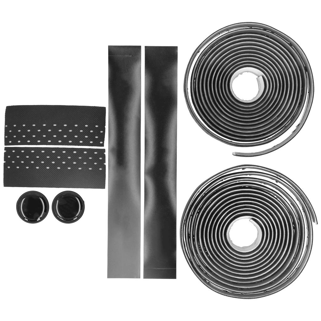 Road Bike Breathable Handlebar Tapes Bicycle AntiSlip Handle Grip Wraps with Bar Plugs(Black )
