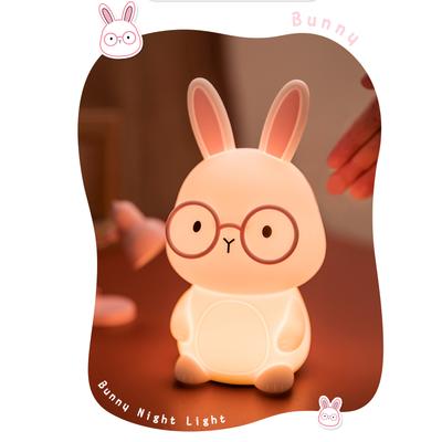 Warm Light Eye-care Funny Rabbit Night Light Touch To Light Up Soft Silicone Can Be Pressed Cartoon Decorative Light Stress Reli