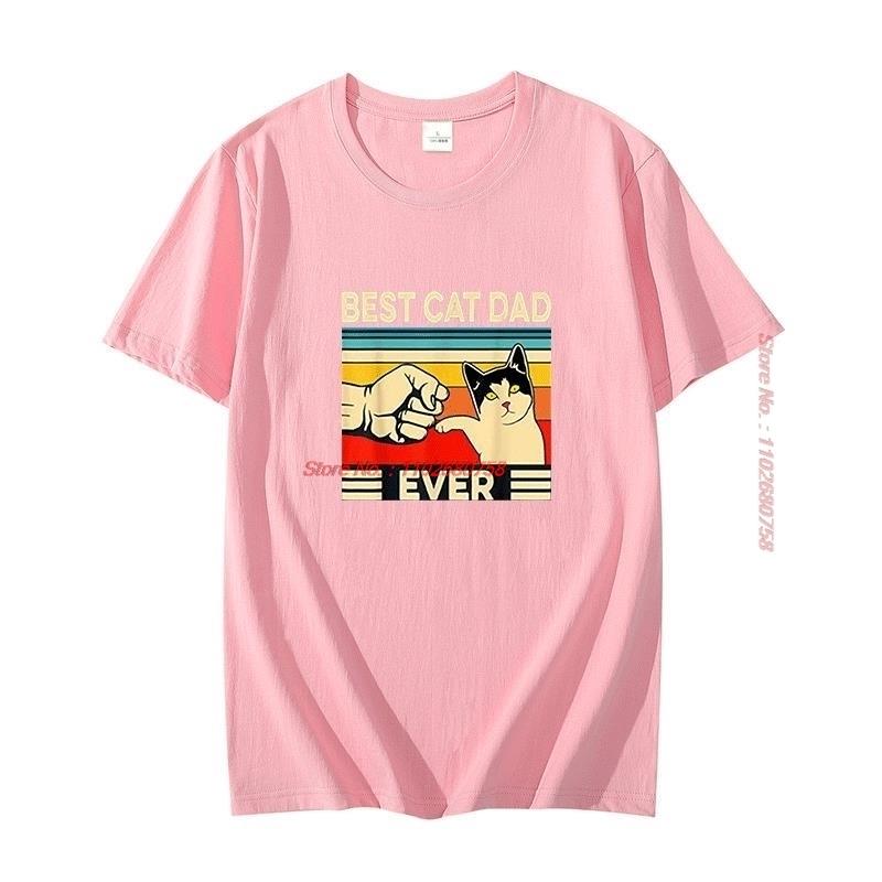 Best Cat Dad Ever Cat Daddy Vintage Graphic T Shirts Lover Father Funny Cat Cotton Big Size Short Sleeve T Shirt Unisexs Clothes