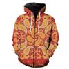 3D Digital Print Hooded Zip-Up Oversized Casual Sweatshirt Men Loose Fit Streetwear