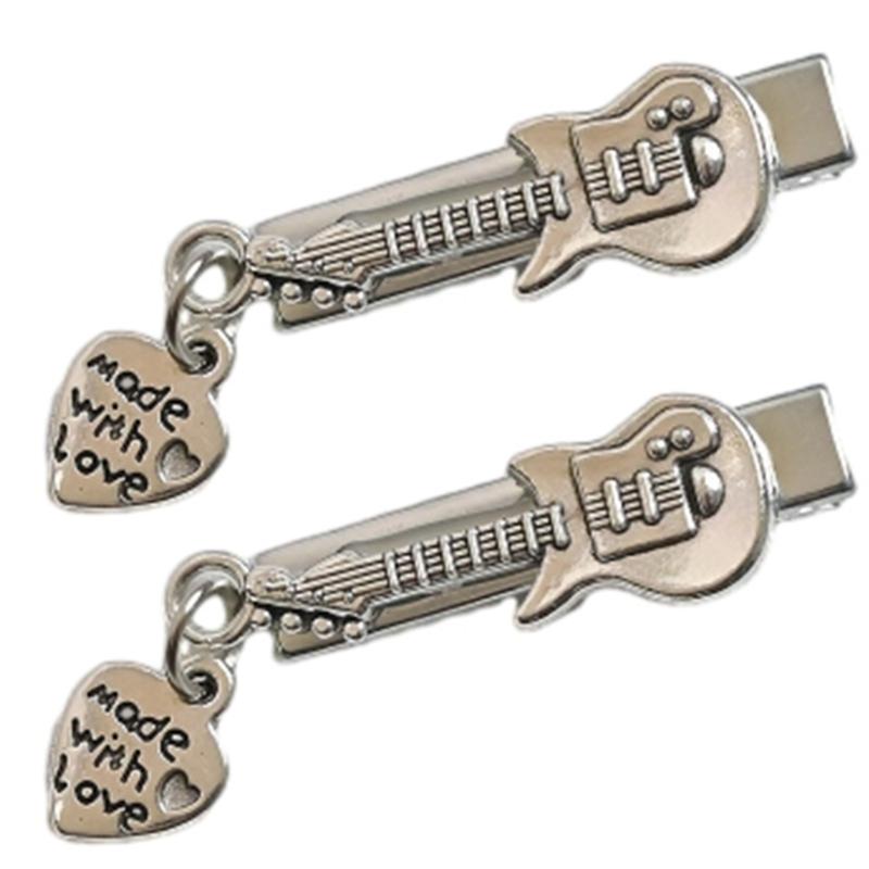 

1pc/2PCS Heart/Star Pendant Guitar Hairpins Girl Hair Clip Summer Spring Hair Clip for Woman Ponytail Side Hair Clip