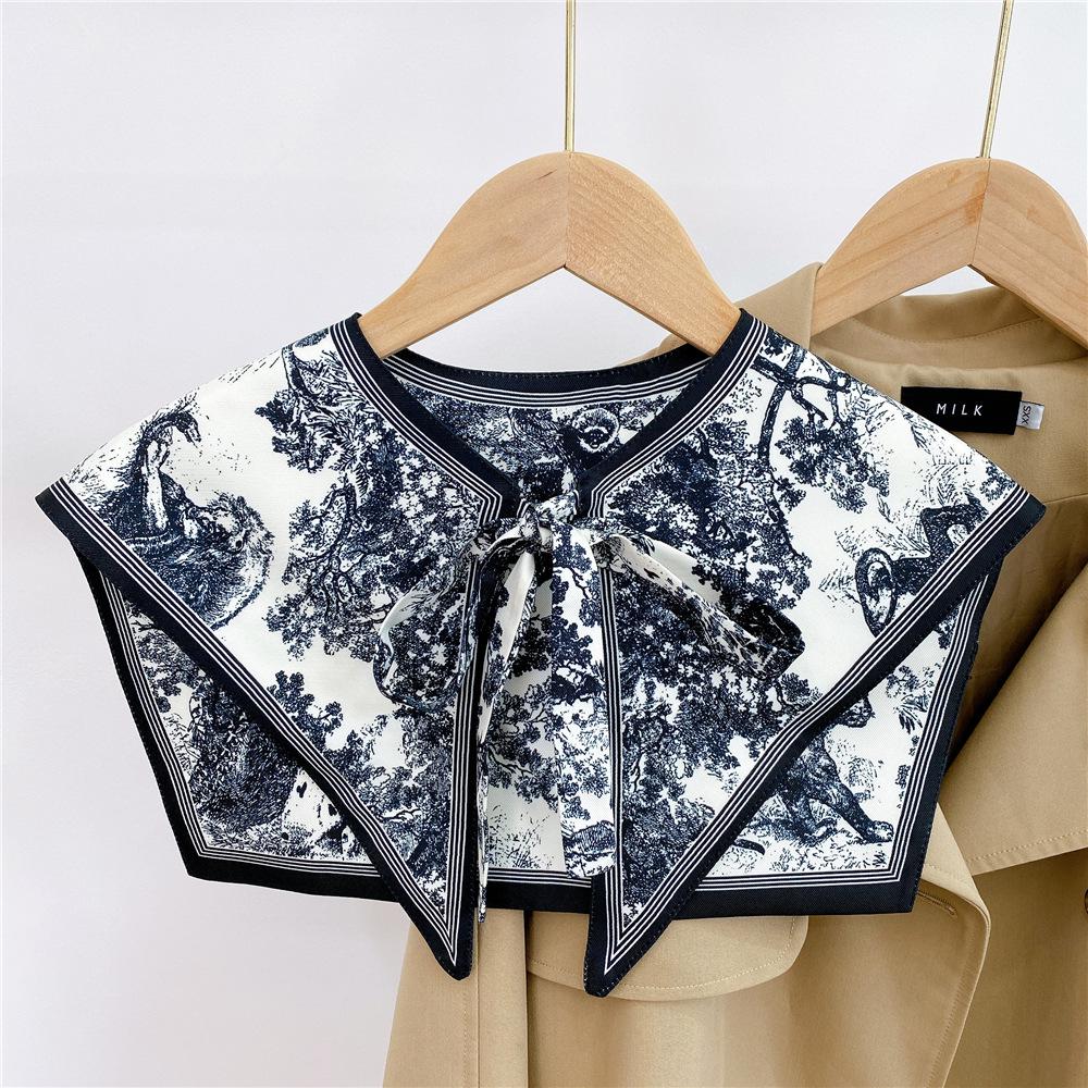 Silk Draped Women's Shoulder Scarf Shawl Collar with Neck Protection & Decorative Knotting